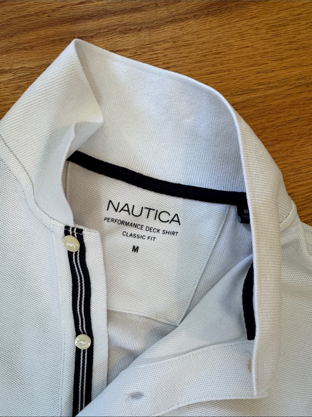 Nautica White Polo with Navy Sail Logo, size medium. - Picture 2 of 4